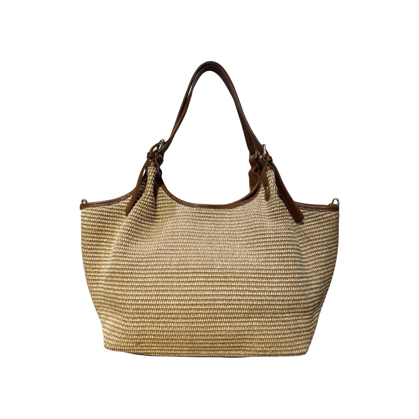 SAC A MAIN RAPHIA GARNI CUIR OLGA