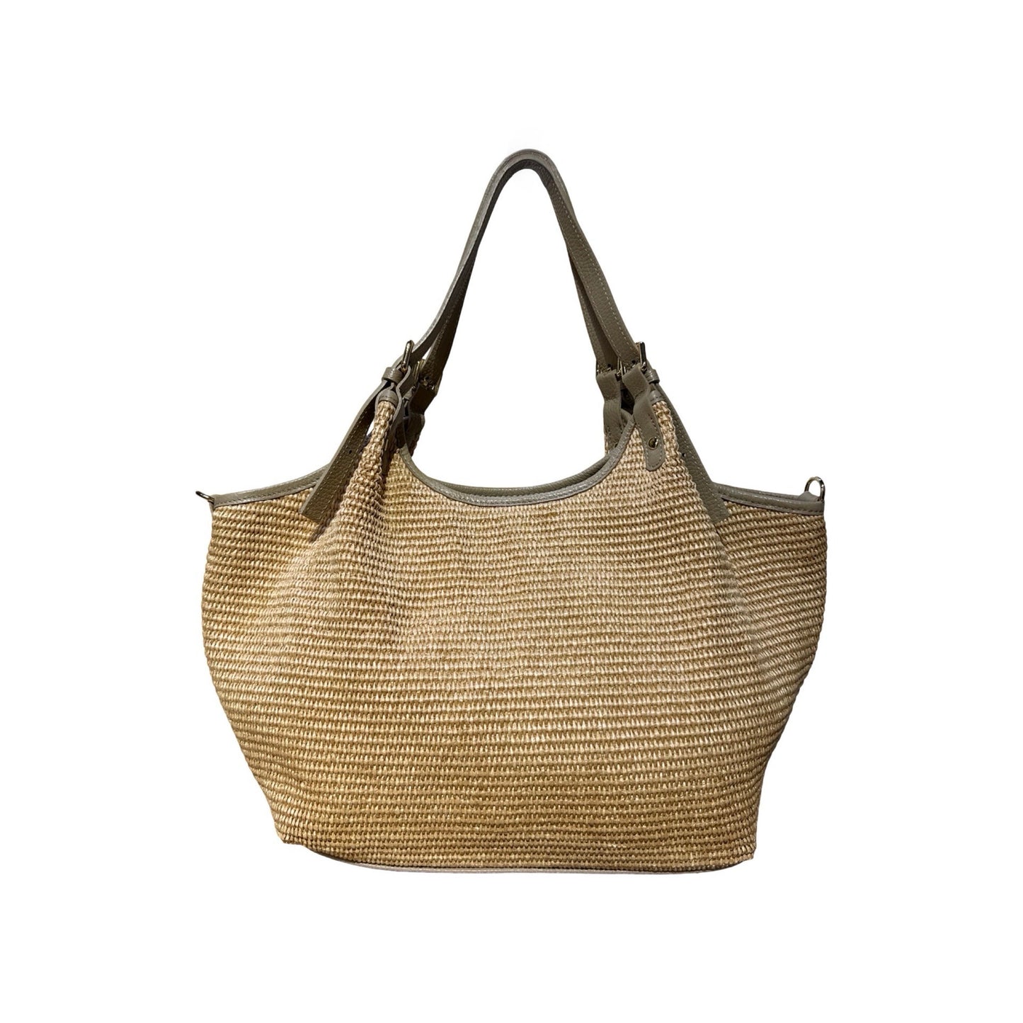 SAC A MAIN RAPHIA GARNI CUIR OLGA