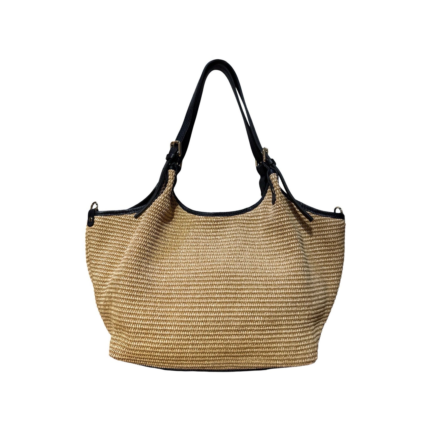 SAC A MAIN RAPHIA GARNI CUIR OLGA