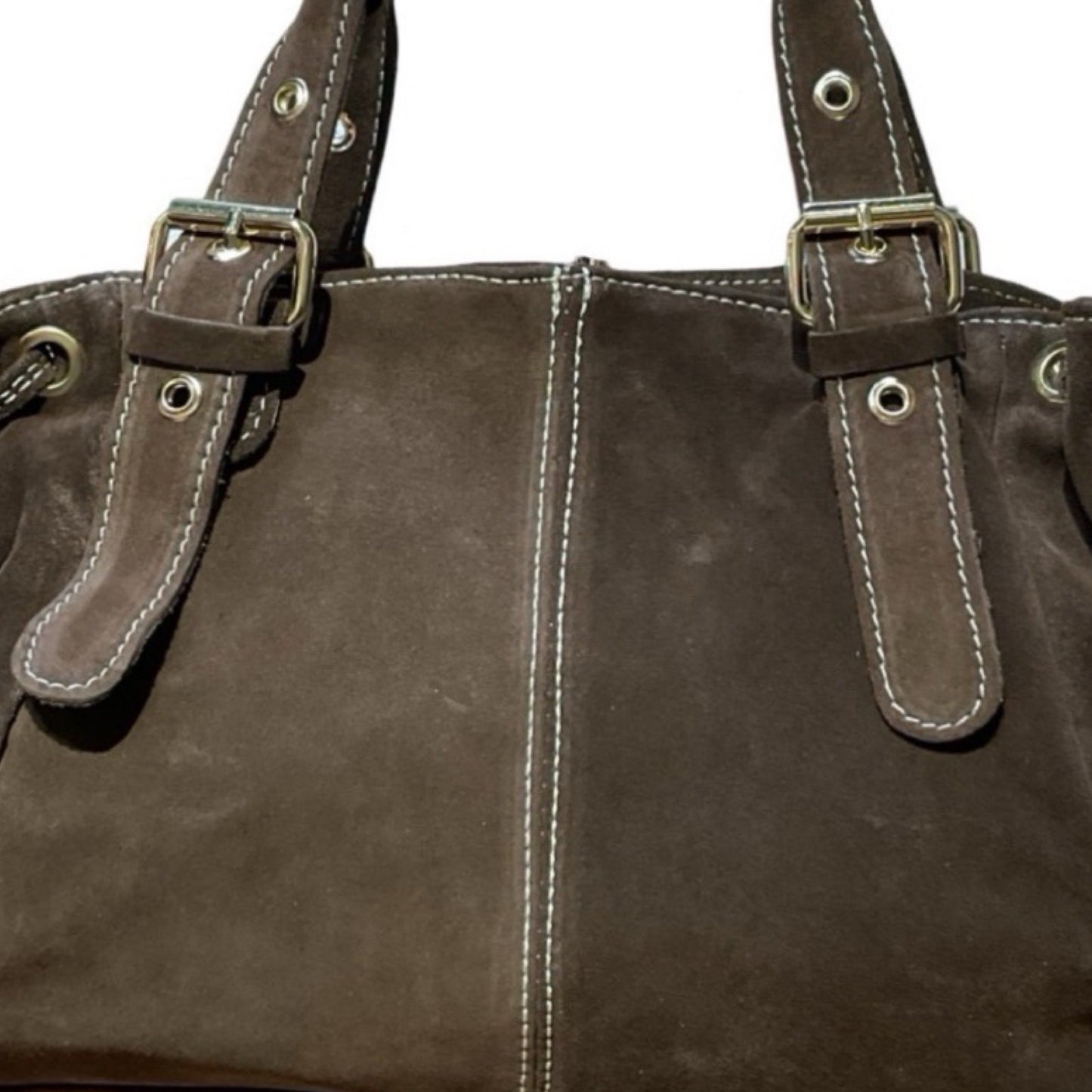 SAC CUIR SUEDE LACET LARGE