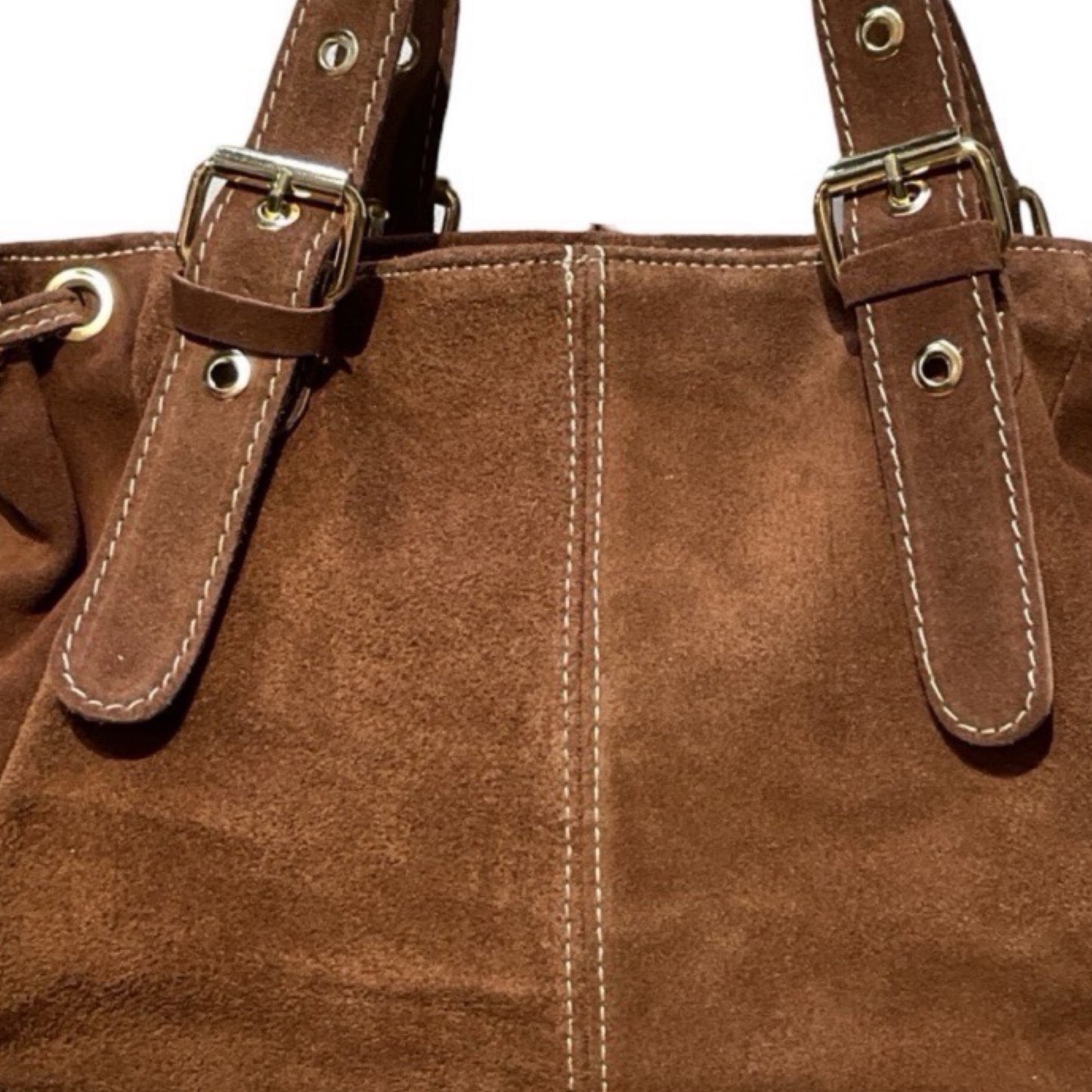 SAC CUIR SUEDE LACET LARGE