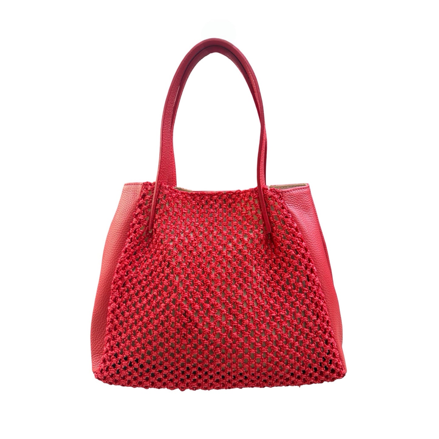 SAC A MAIN NEW RAPHIA GARNI CUIR