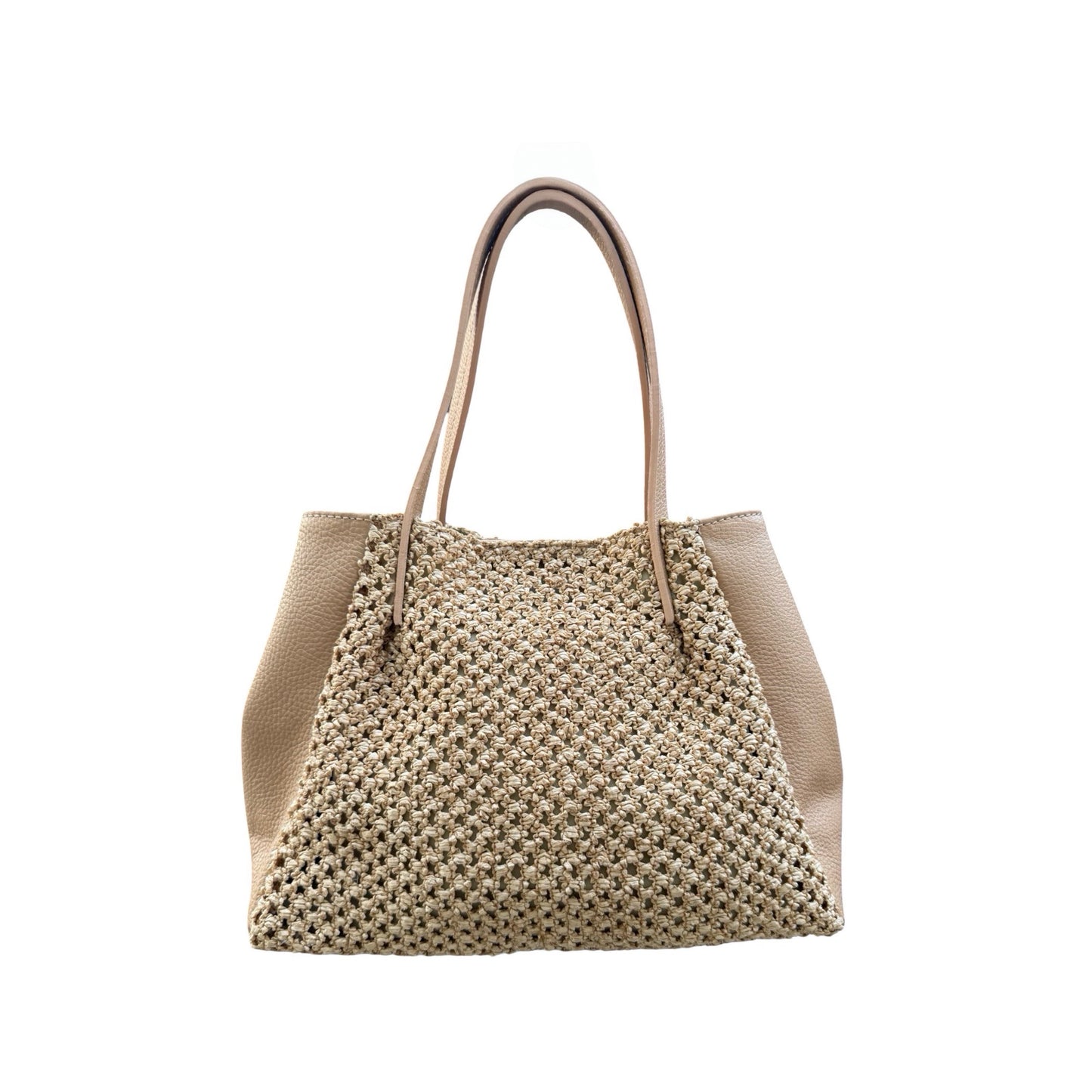 SAC A MAIN NEW RAPHIA GARNI CUIR