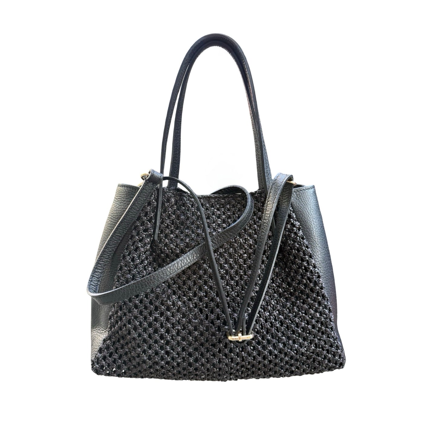 SAC A MAIN NEW RAPHIA GARNI CUIR