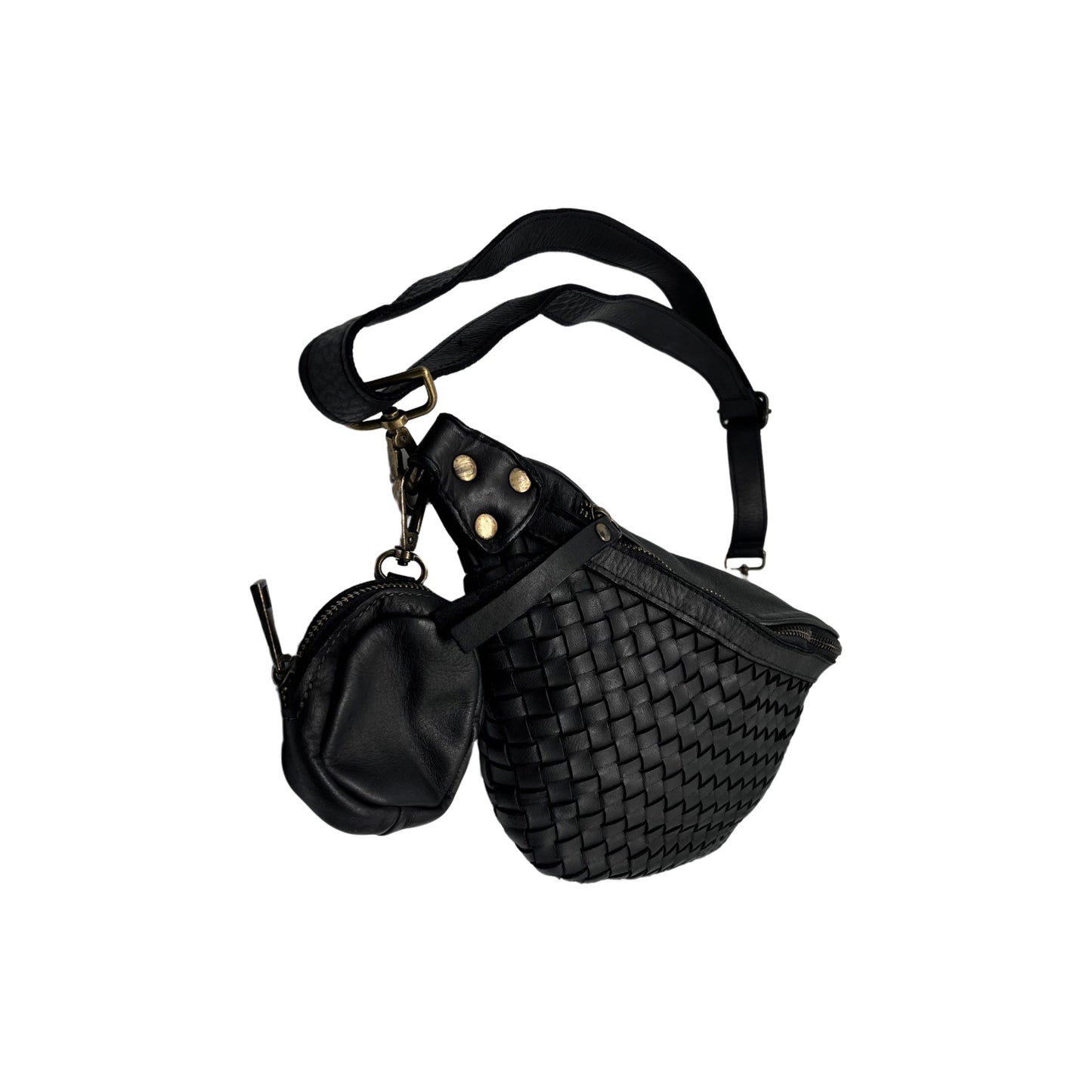 SCHWARZE AMBRA-GÜRTELTASCHE AUS GEWASCHTEM LEDER