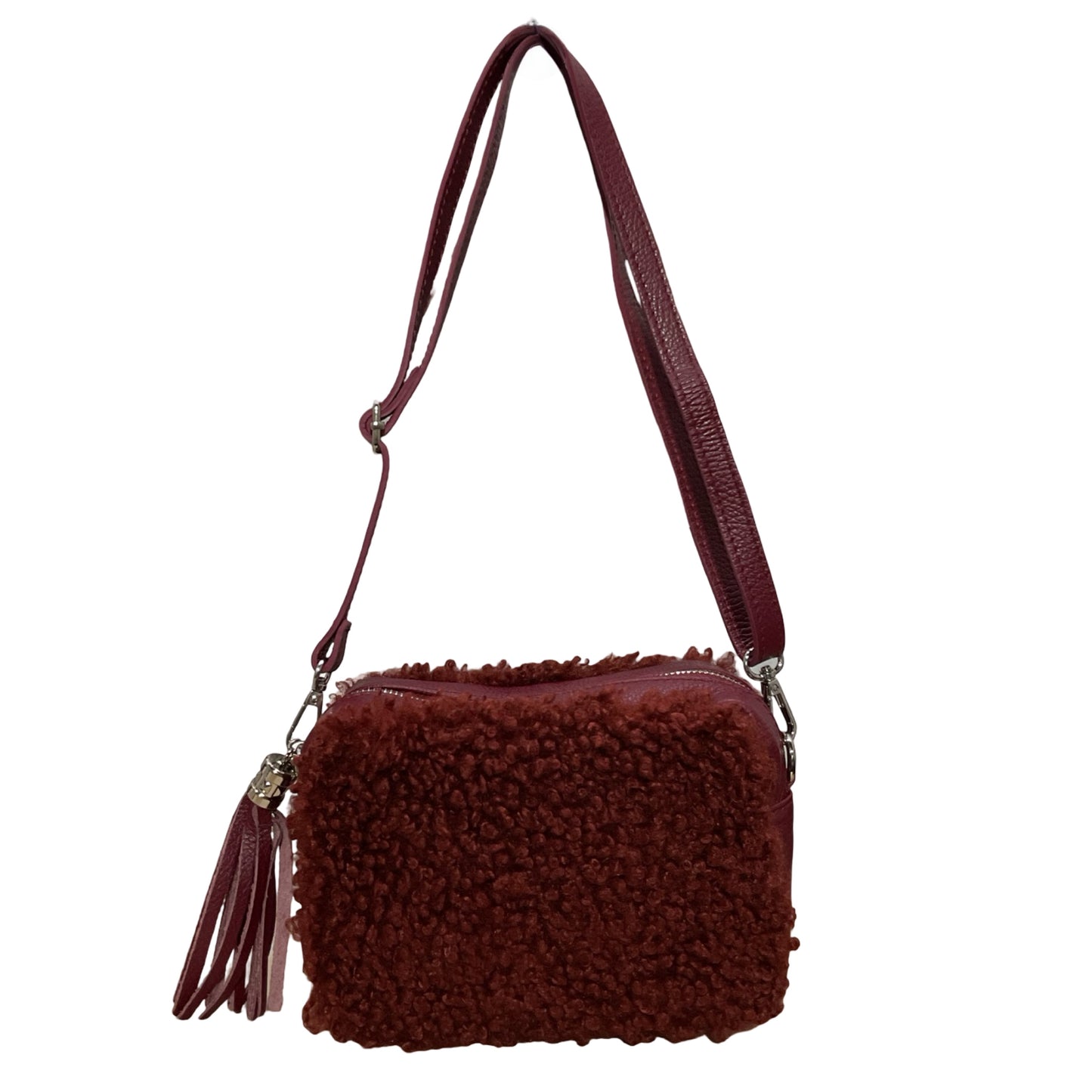 SAC POCHETTE TEDDY GARNI CUIR MOUMOUTE
