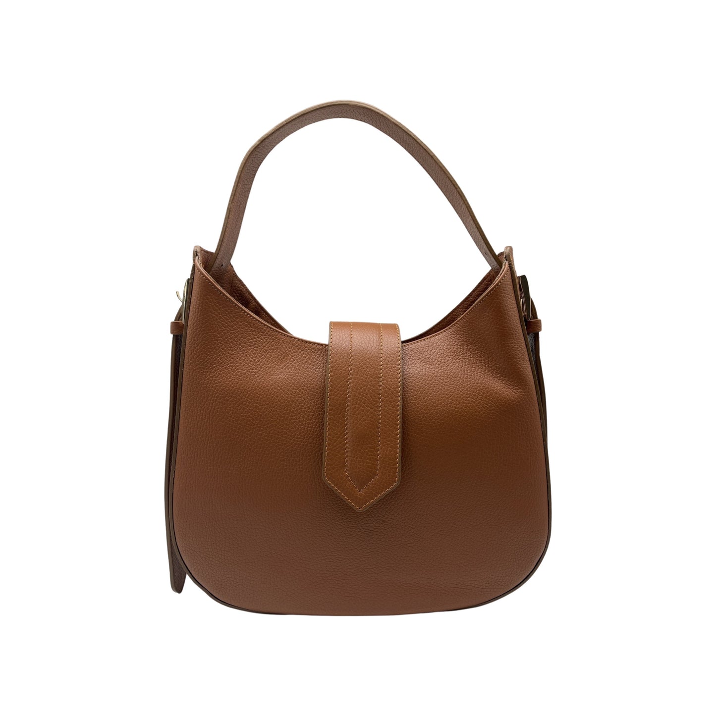 ERICA GRAINED LEATHER SHOULDER BAG CAMEL