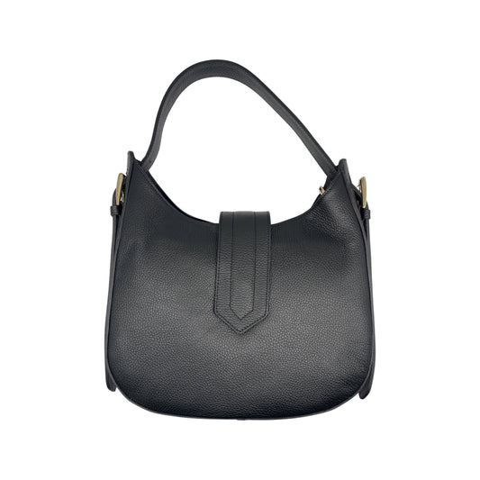 BLACK ERICA GRAINED LEATHER SHOULDER BAG