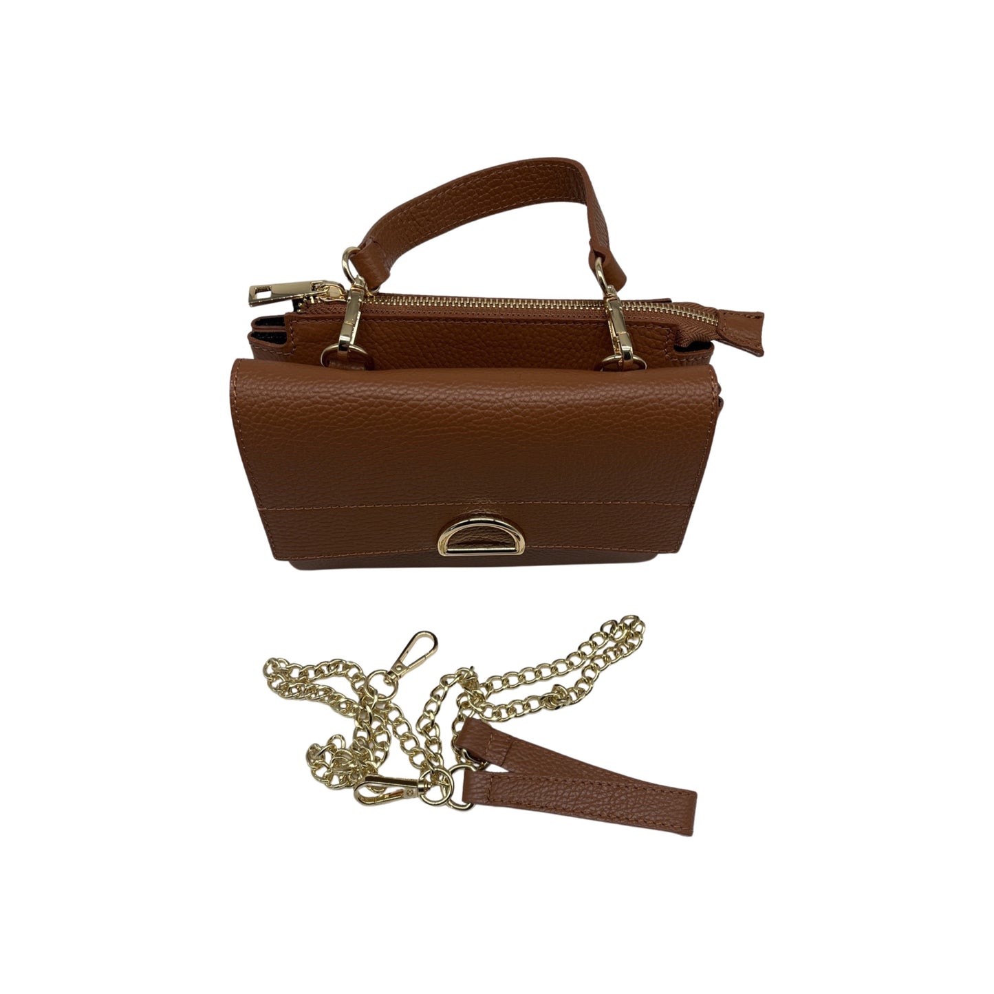 CATERINA CAMEL GRAINED LEATHER BAG