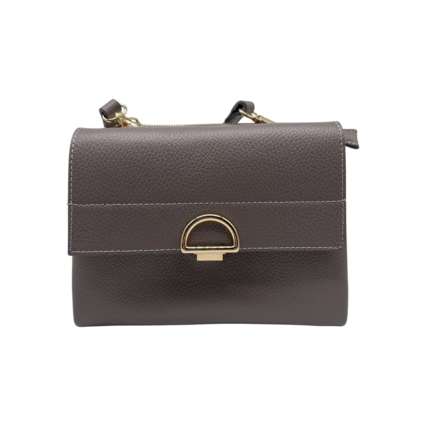 GRAY CATERINA SEEDED LEATHER BAG