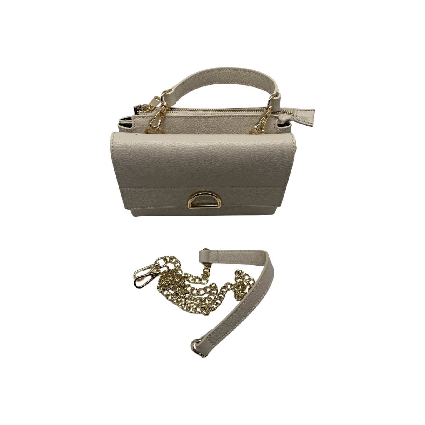 BEIGE CATERINA SEEDED LEATHER BAG