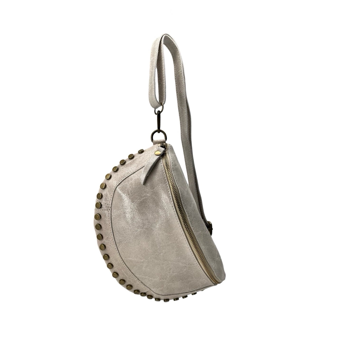 SAC BANANE CUIR BROSSE CLOUTE