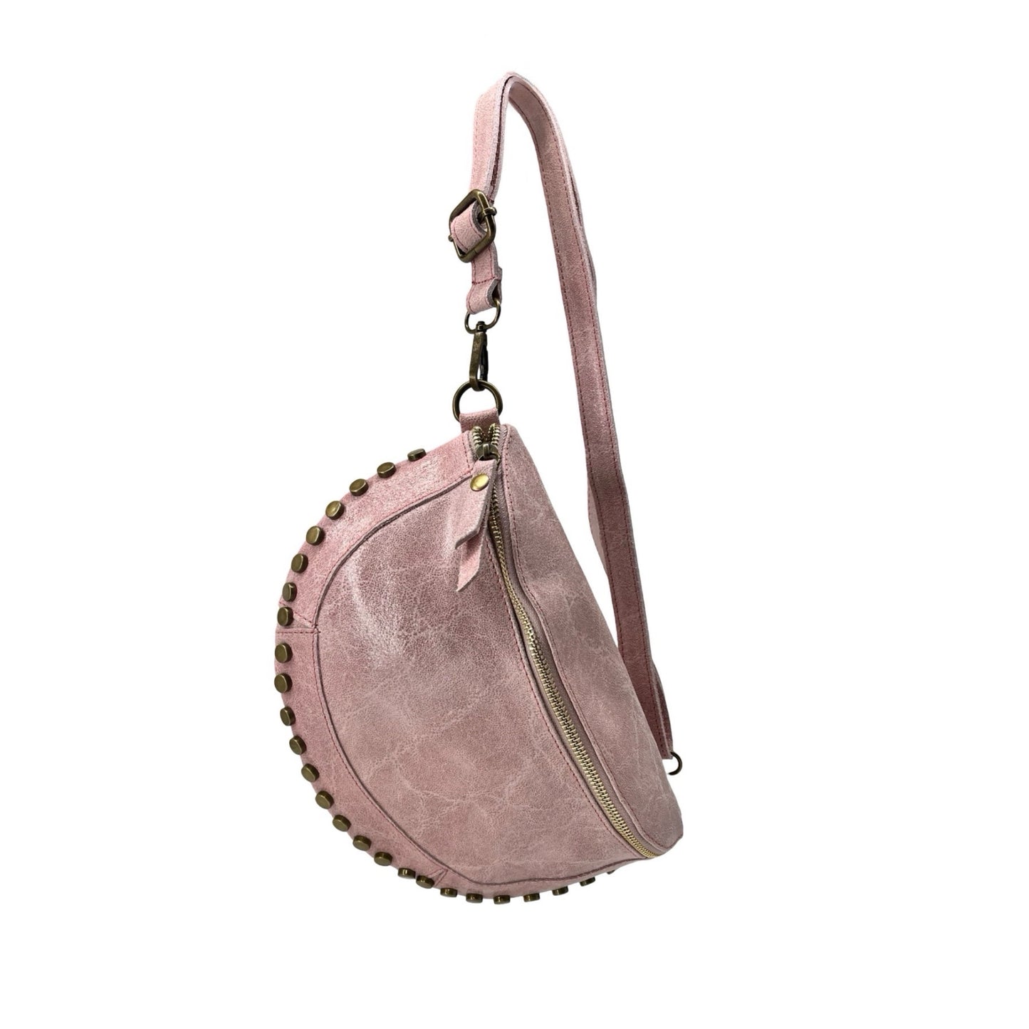 SAC BANANE CUIR BROSSE CLOUTE