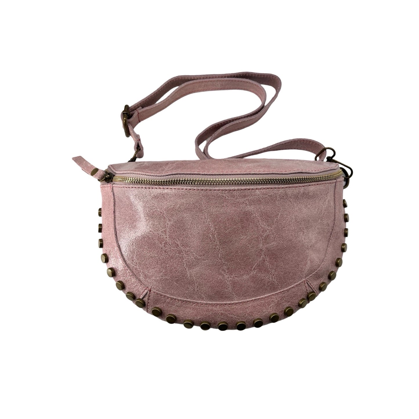 SAC BANANE CUIR BROSSE CLOUTE