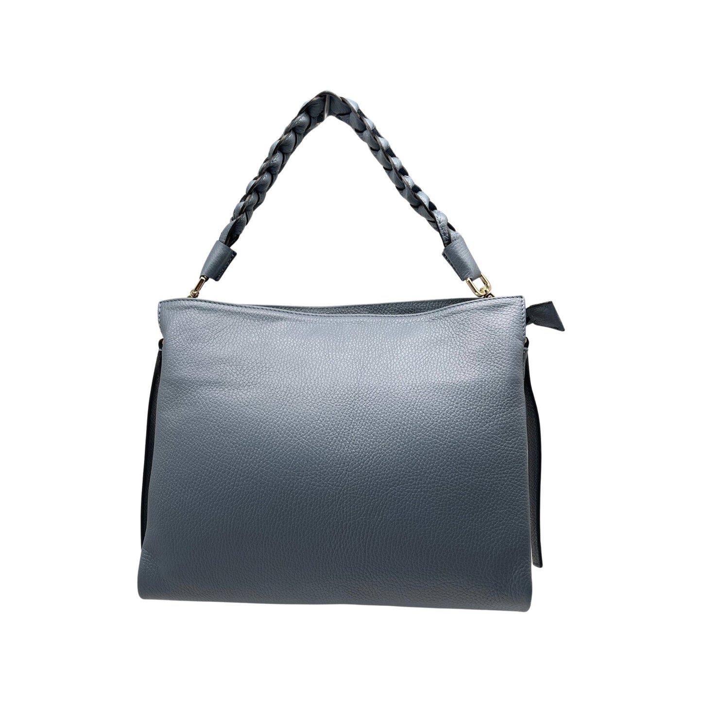 NATHALIE GRAINED LEATHER SHOULDER BAG BLUE JEANS