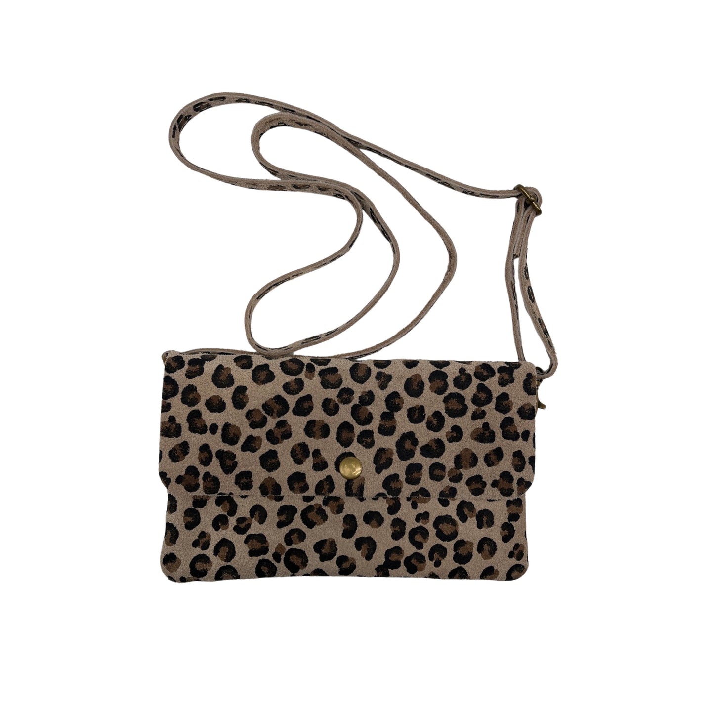POCHETTE BANDOULIERE CUIR SUEDE LEOPARD