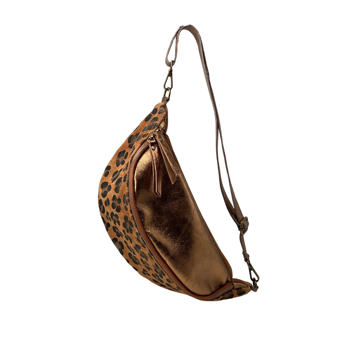 Grand Sac Banane en Cuir Léopard