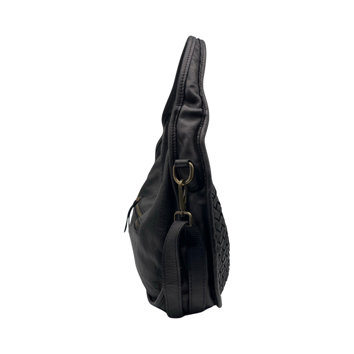 BLACK ADELE WASHED LEATHER SHOULDER BAG
