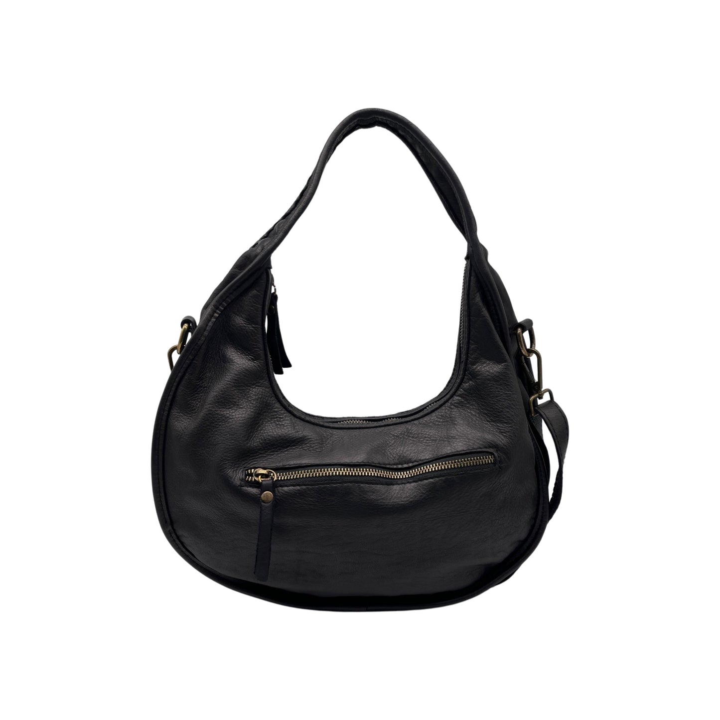 BLACK ADELE WASHED LEATHER SHOULDER BAG