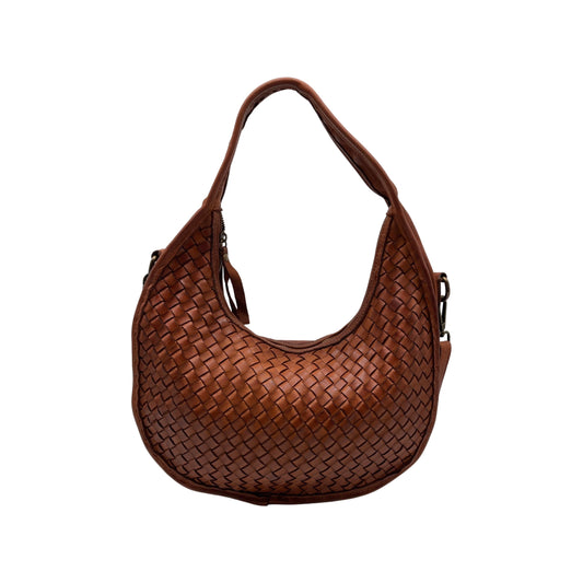 ADELE COGNAC WASHED LEATHER SHOULDER BAG