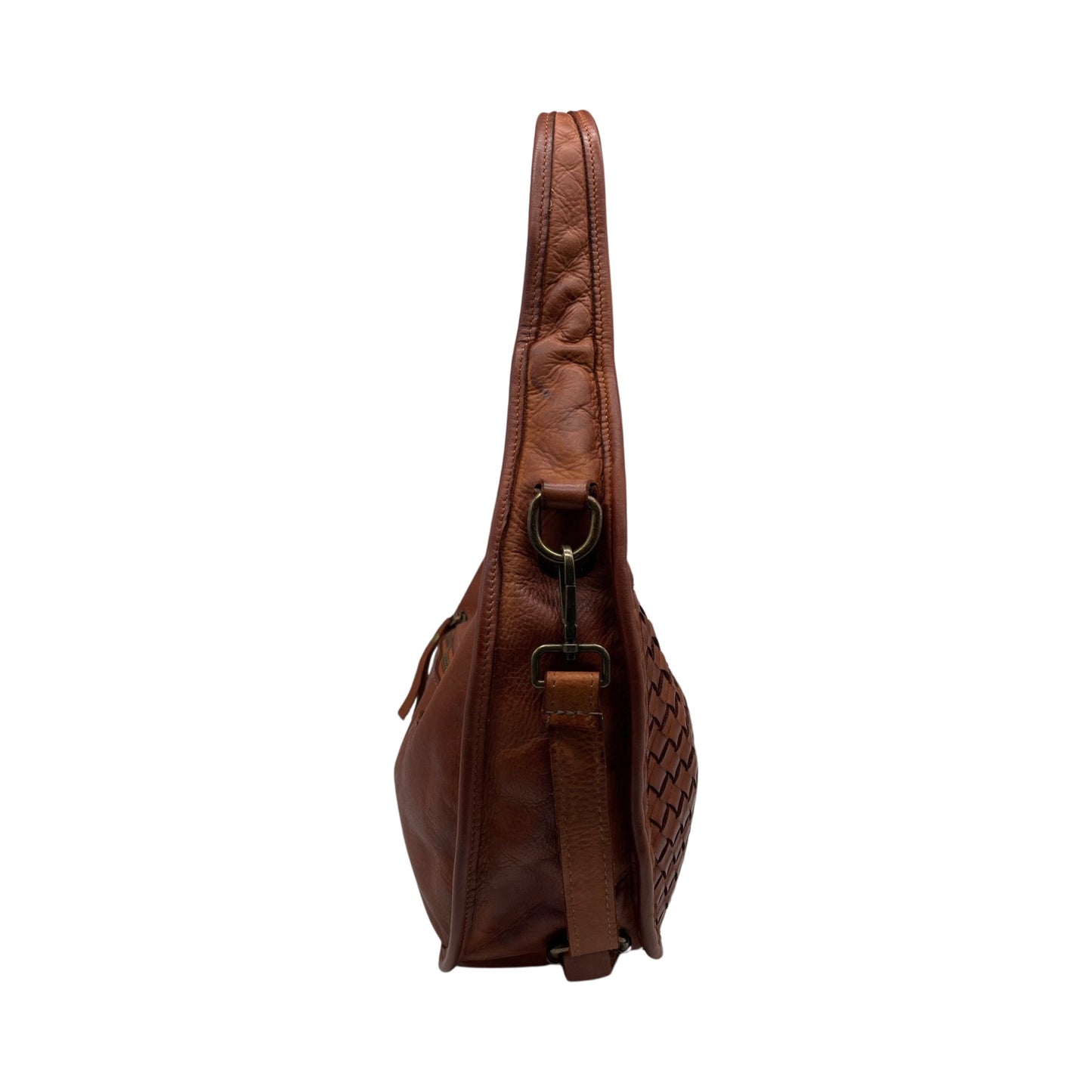 ADELE COGNAC WASHED LEATHER SHOULDER BAG
