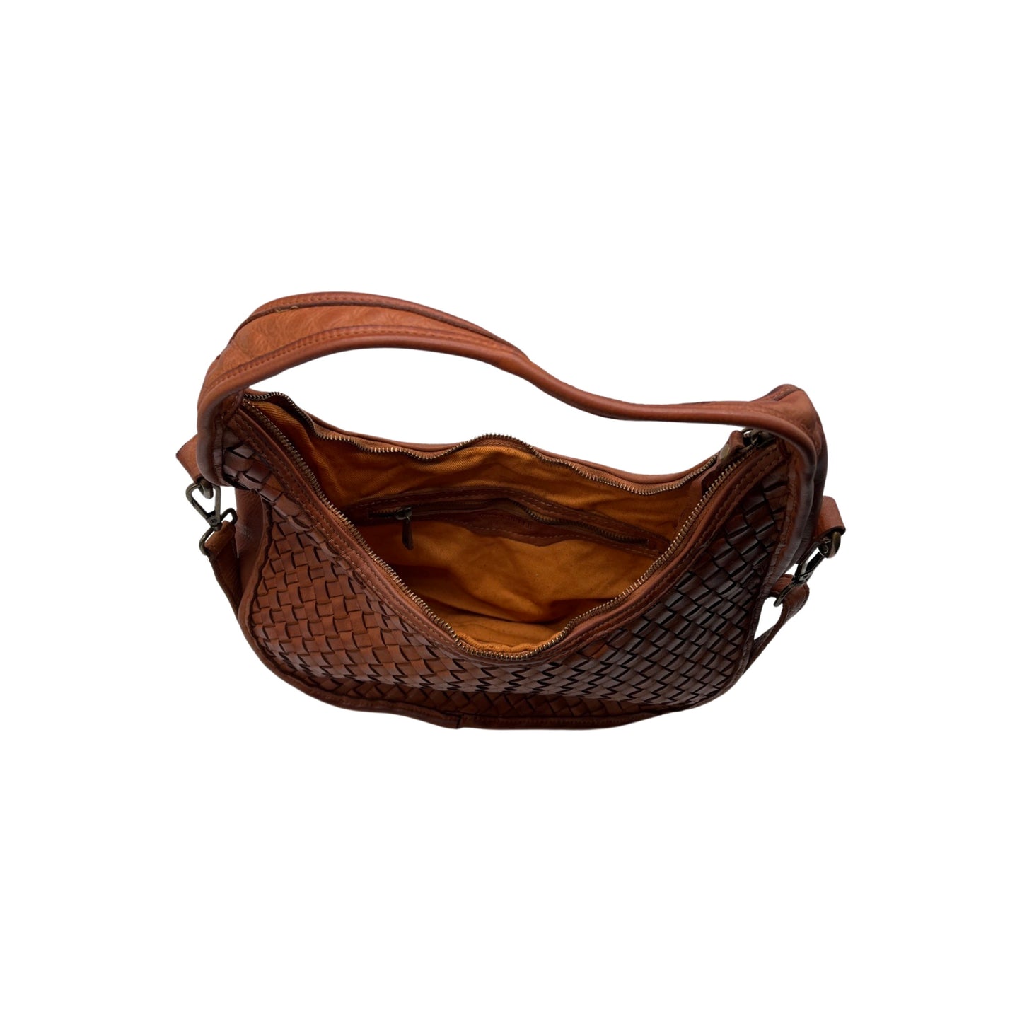 ADELE COGNAC WASHED LEATHER SHOULDER BAG