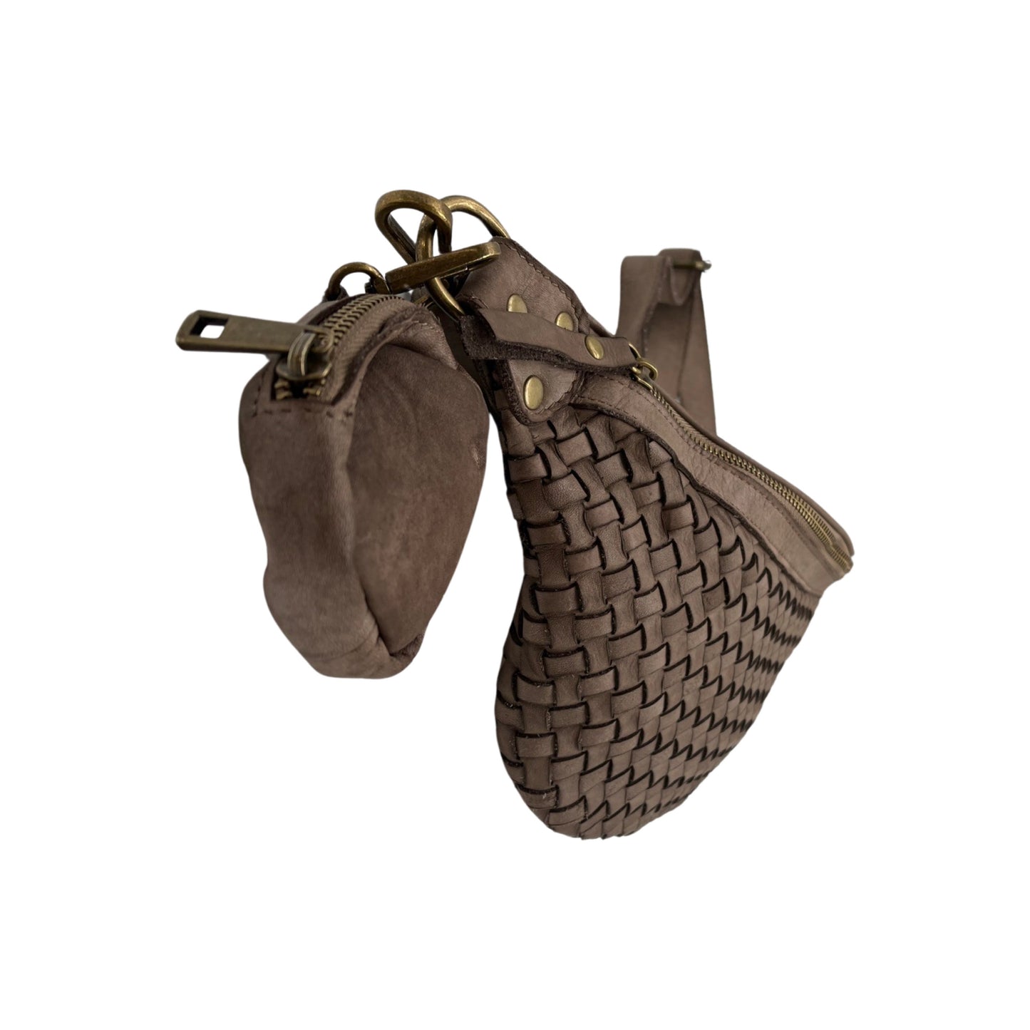 GÜRTELTASCHE AUS GEWASCHTEM AMBRA-LEDER IN GRAU