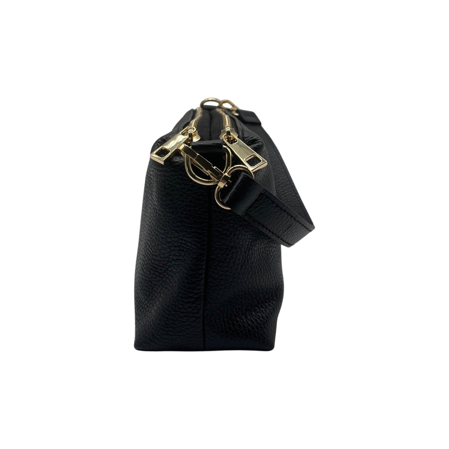ZOE-TASCHE AUS genarbtem Leder, 2 Fächer, Schwarz