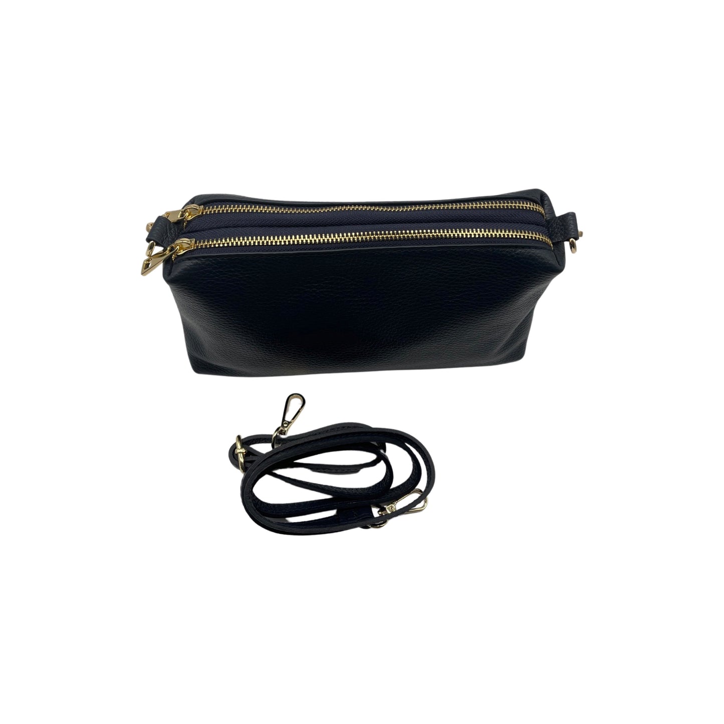 ZOE MARINE-TASCHE AUS genarbtem Leder mit 2 Fächern