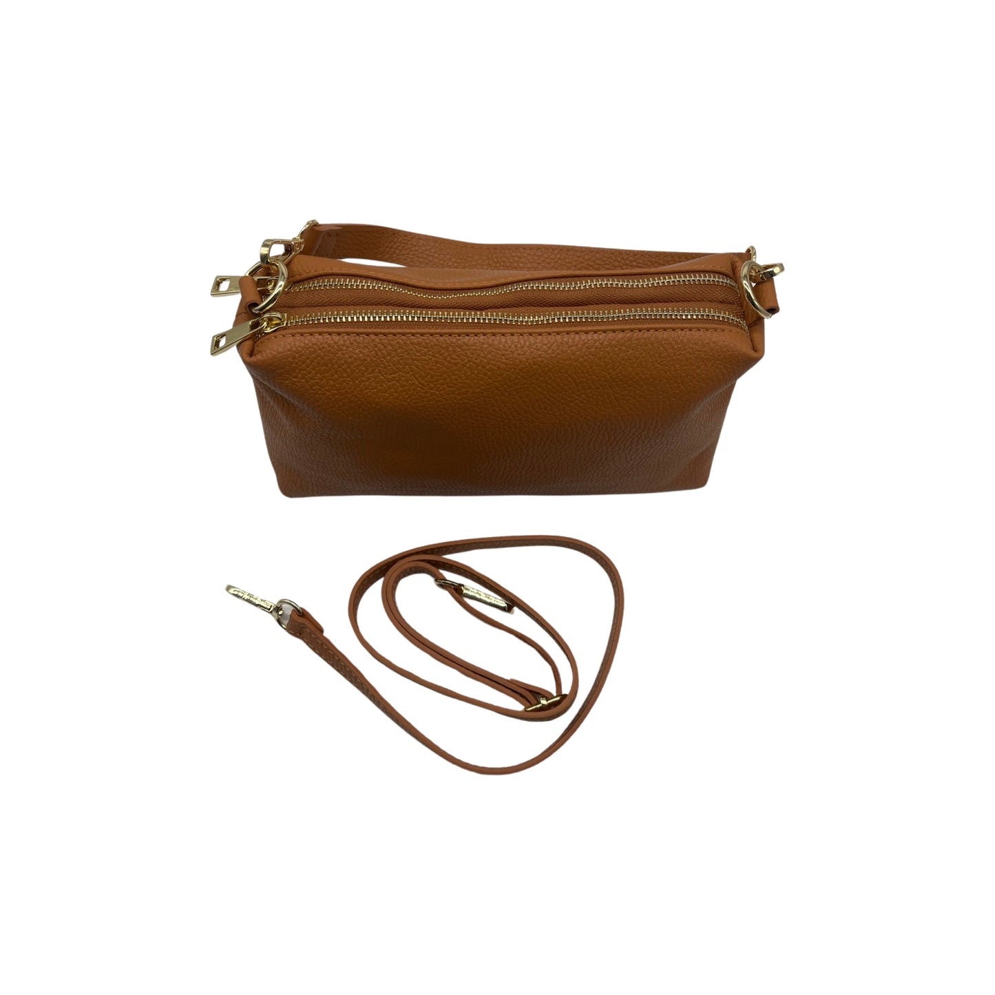 ZOE KAMELTASCHE AUS genarbtem Leder mit 2 Fächern
