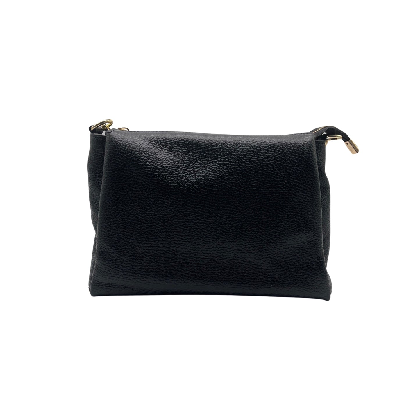SCHWARZE SOPHIE-TASCHE AUS genarbtem Leder mit 3 Fächern