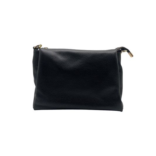 SCHWARZE SOPHIE-TASCHE AUS genarbtem Leder mit 3 Fächern