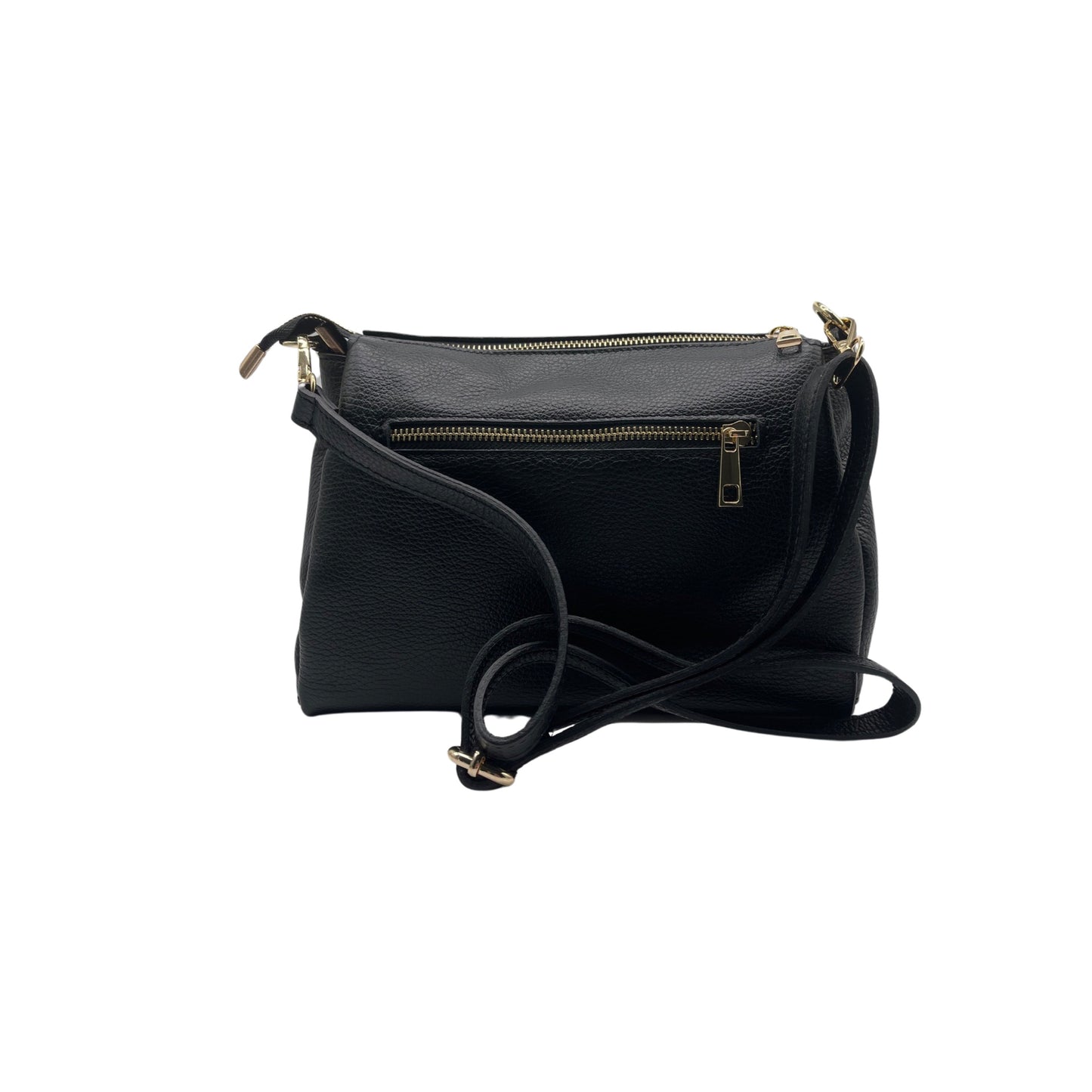 SCHWARZE SOPHIE-TASCHE AUS genarbtem Leder mit 3 Fächern