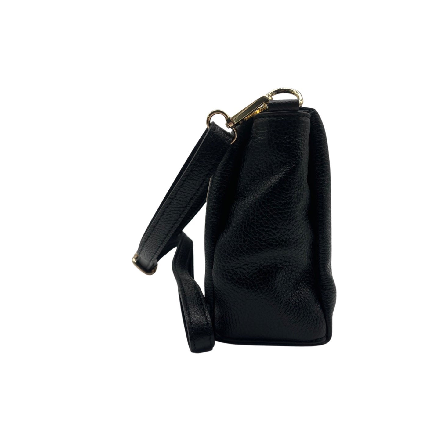 SCHWARZE SOPHIE-TASCHE AUS genarbtem Leder mit 3 Fächern