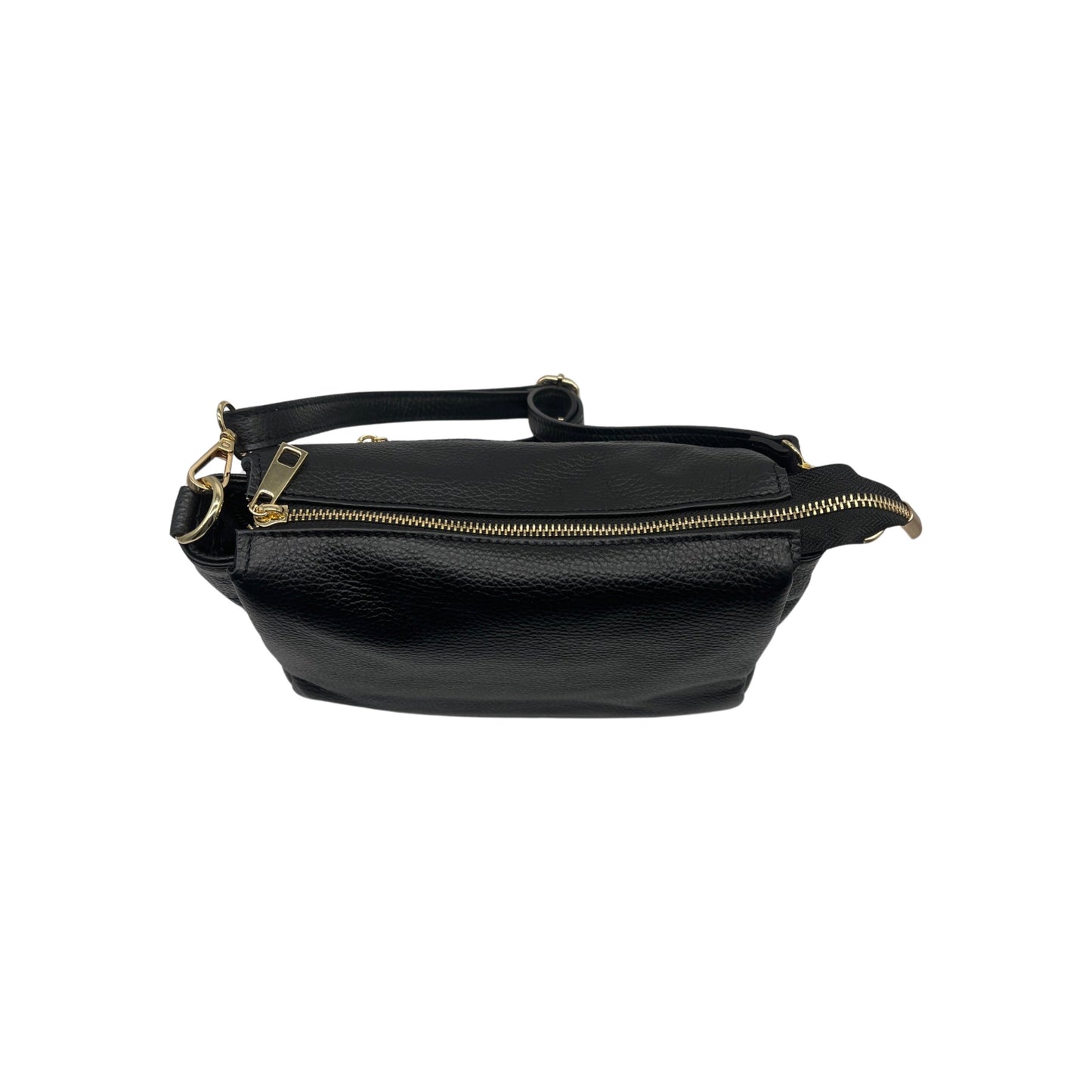 SCHWARZE SOPHIE-TASCHE AUS genarbtem Leder mit 3 Fächern