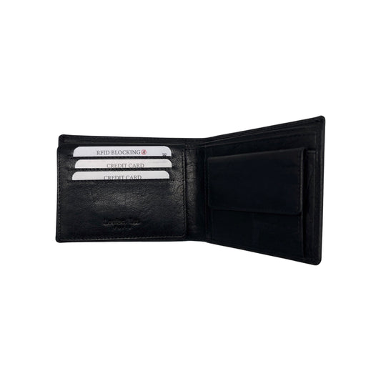 SIMON SCHWARZE WILDLEDER-BRIEFTASCHE