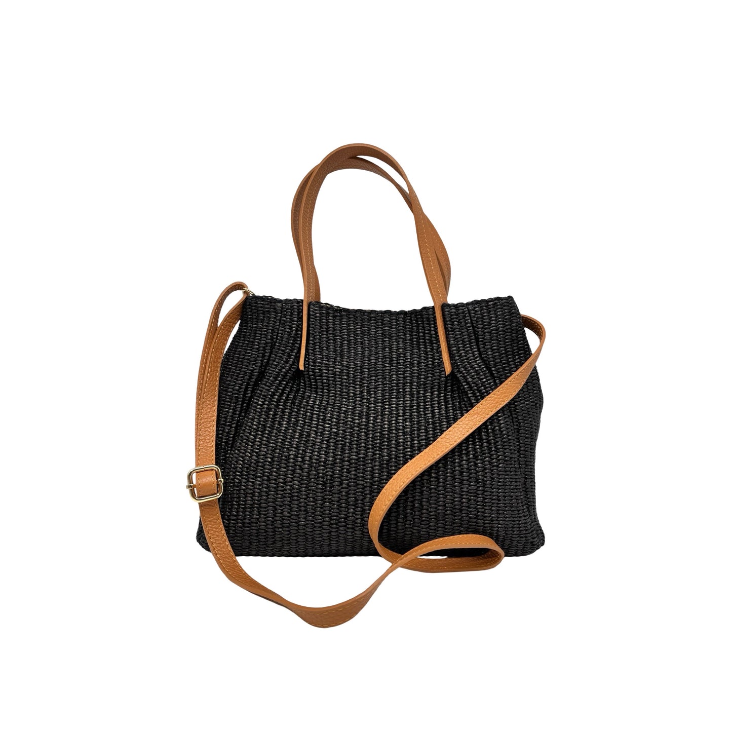 SAC A MAIN RAPHIA GARNI CUIR