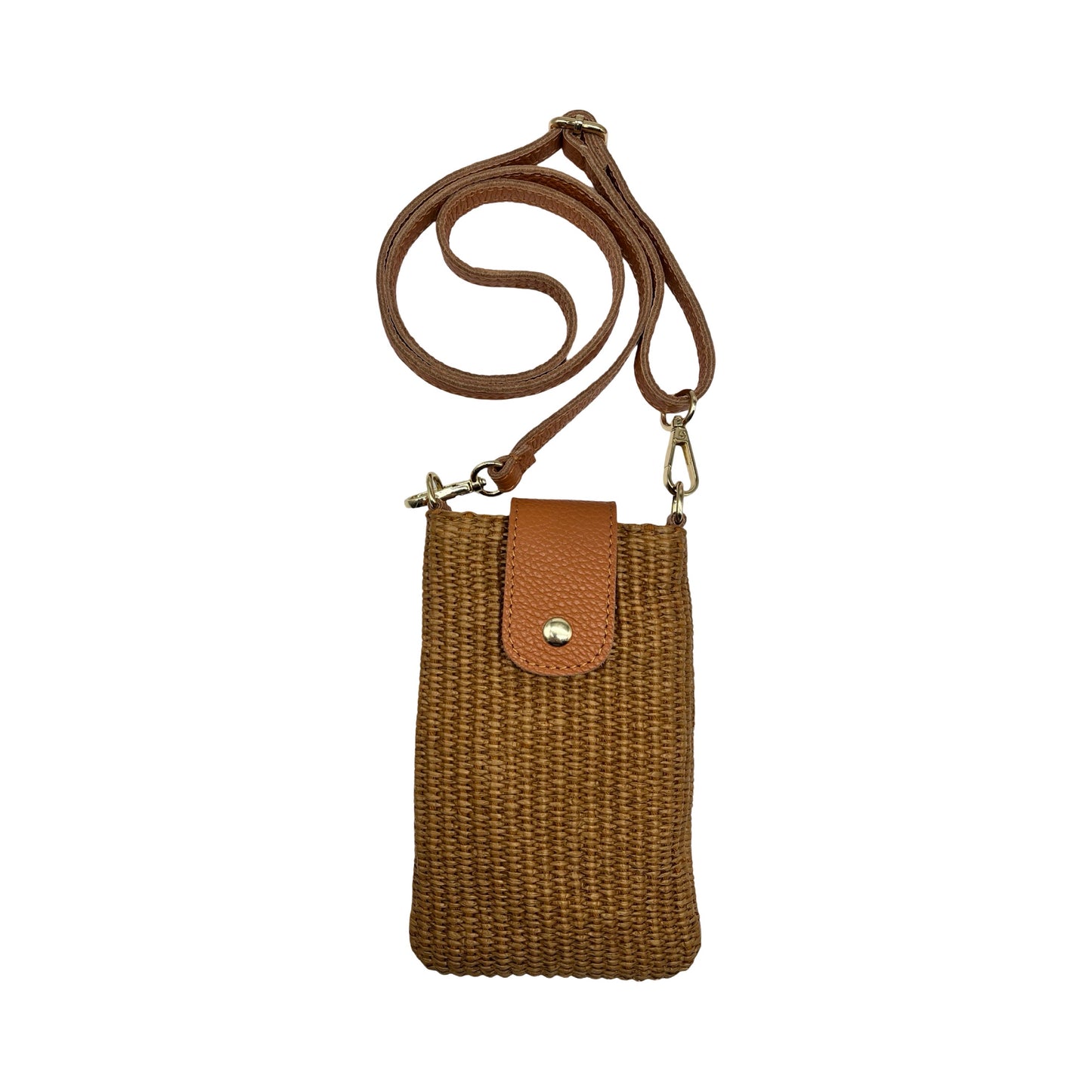 SAC TELEPHONE RAPHIA GARNI CUIR