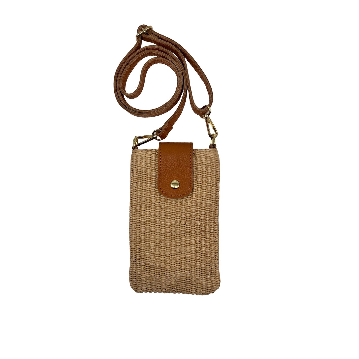 SAC TELEPHONE RAPHIA GARNI CUIR