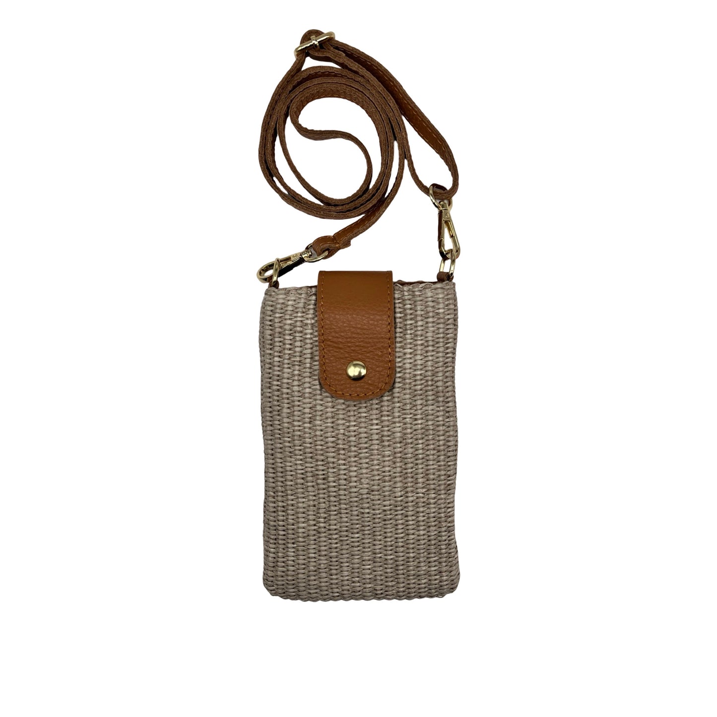 SAC TELEPHONE RAPHIA GARNI CUIR