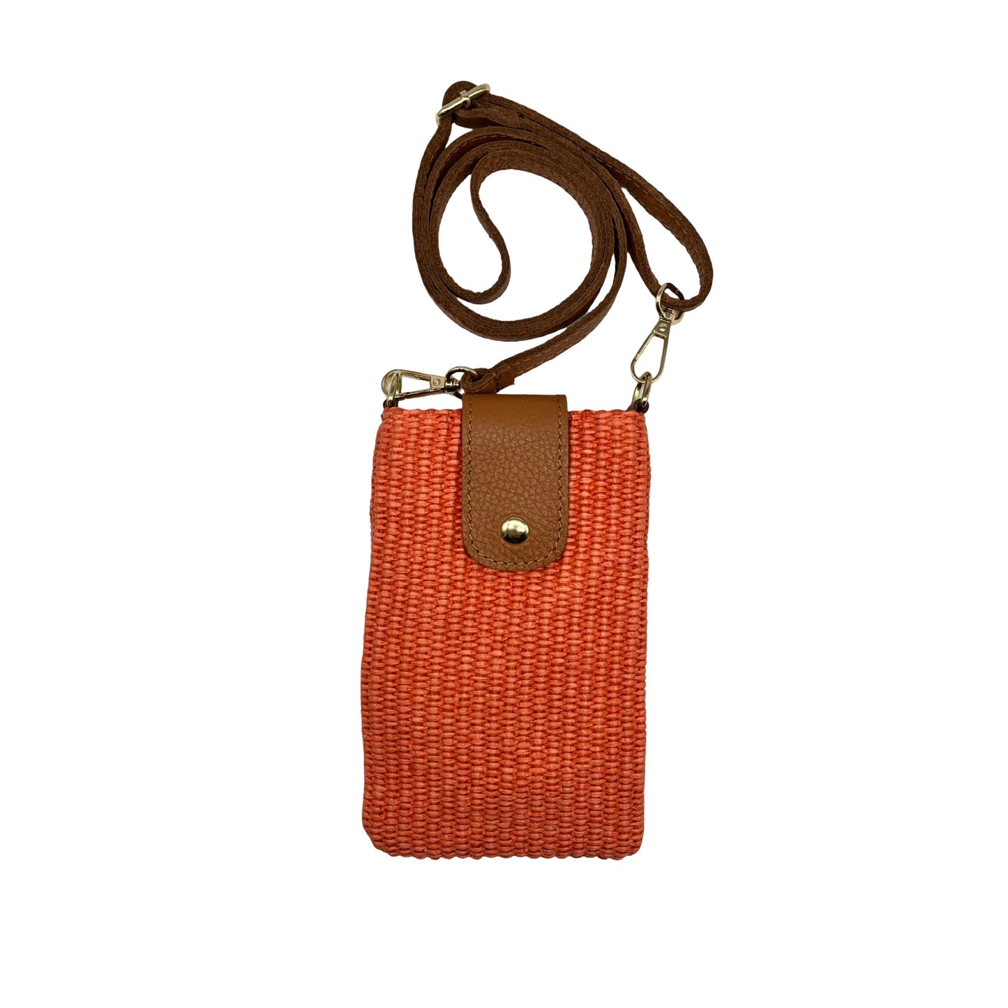 SAC TELEPHONE RAPHIA GARNI CUIR