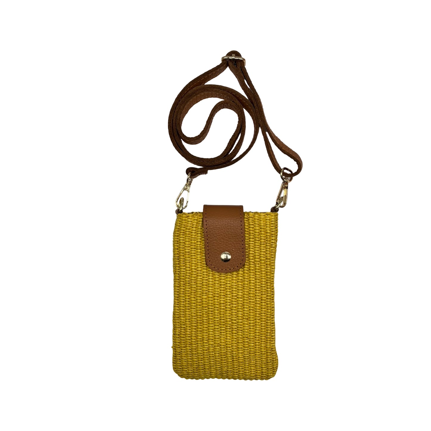 SAC TELEPHONE RAPHIA GARNI CUIR