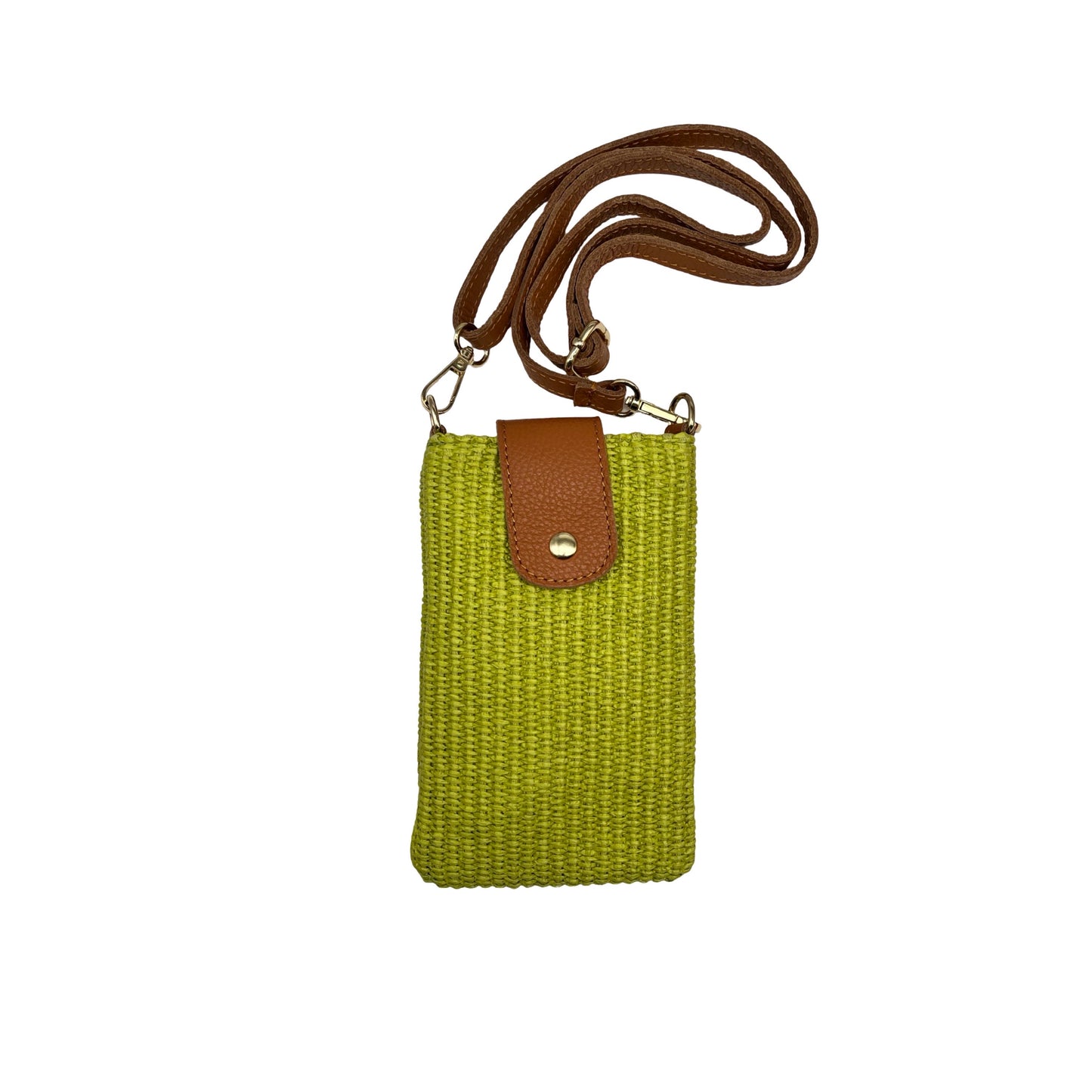 SAC TELEPHONE RAPHIA GARNI CUIR