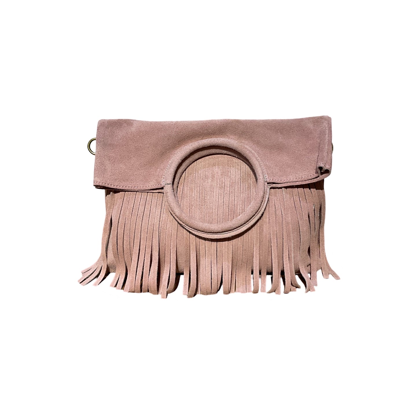 SAC CUIR SUEDE FRANGE POIGNAT