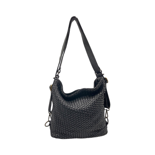 SAC CUIR WASHED SOLENE NOIR