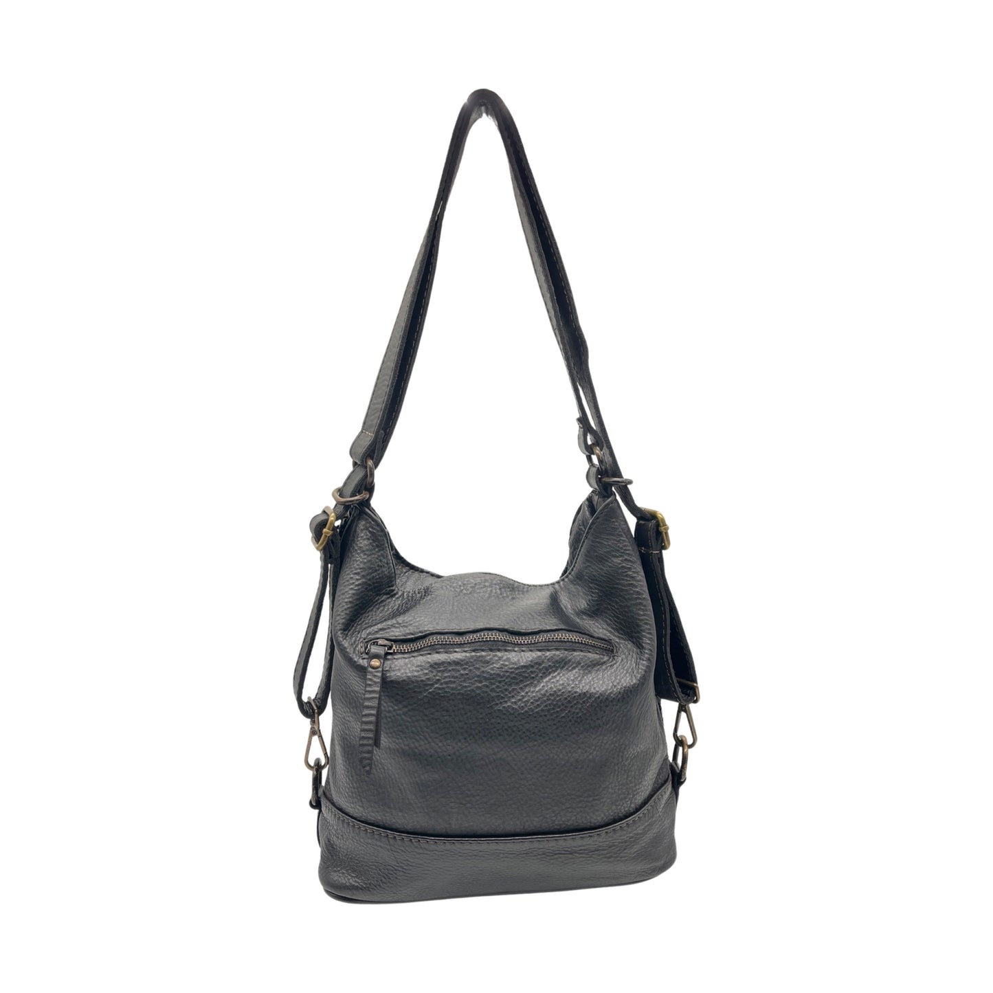 SOLENE BLACK WASHED LEATHER BAG