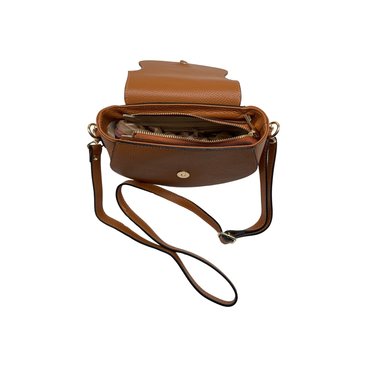 Umhängetasche Madelena aus genarbtem Leder, Kamel