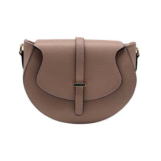 Umhängetasche Madelena aus genarbtem Leder in Nude