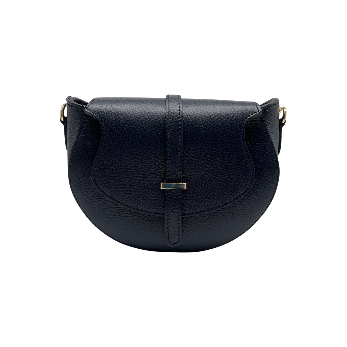 Umhängetasche Madelena aus marineblauem, genarbtem Leder
