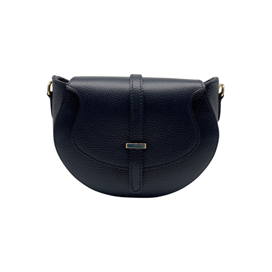 Umhängetasche Madelena aus marineblauem, genarbtem Leder